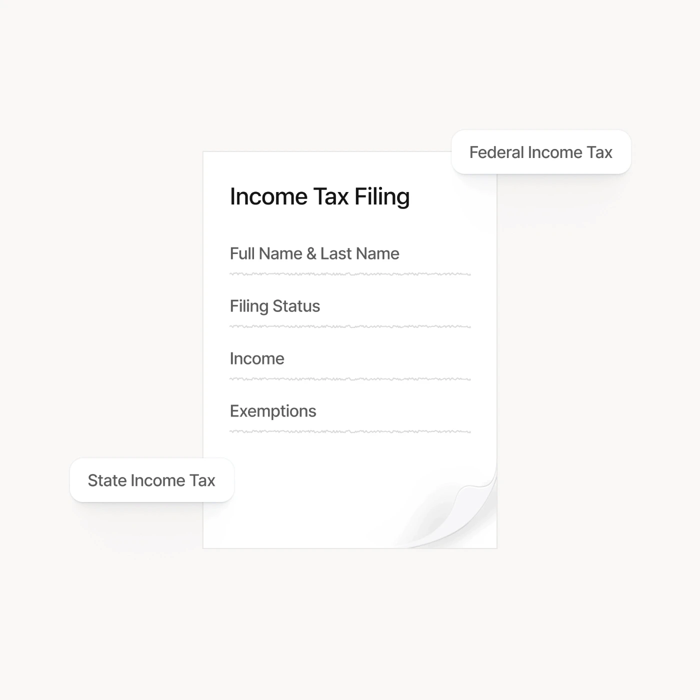 Federal and state income tax filing form